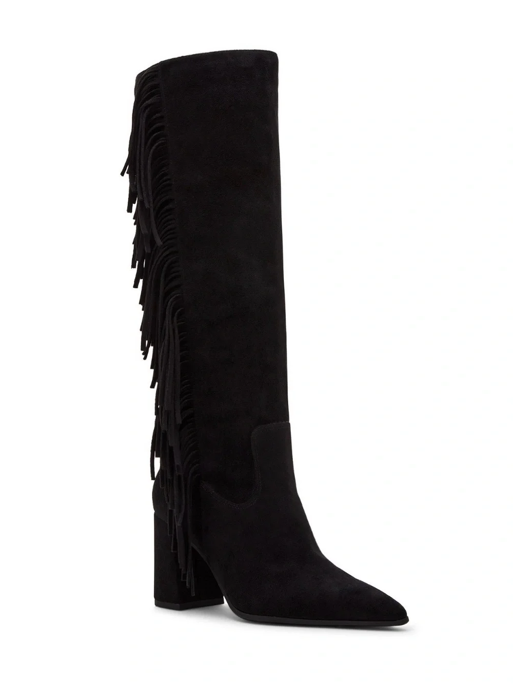 Madden Girl Black Suede Fringe Over-The-Knee Boot